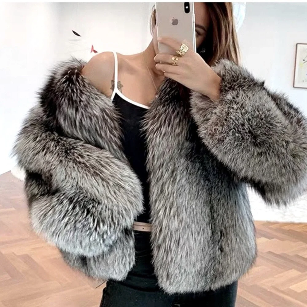 Real Silver Fox Fur BRAND NEW Jacket - Picture 2 of 12